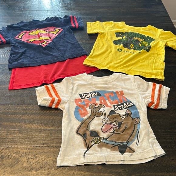 Other - Boy lot 3- Superman, John Deere Scooby Doo, toddler T-shirts, size 2T- lot of 3